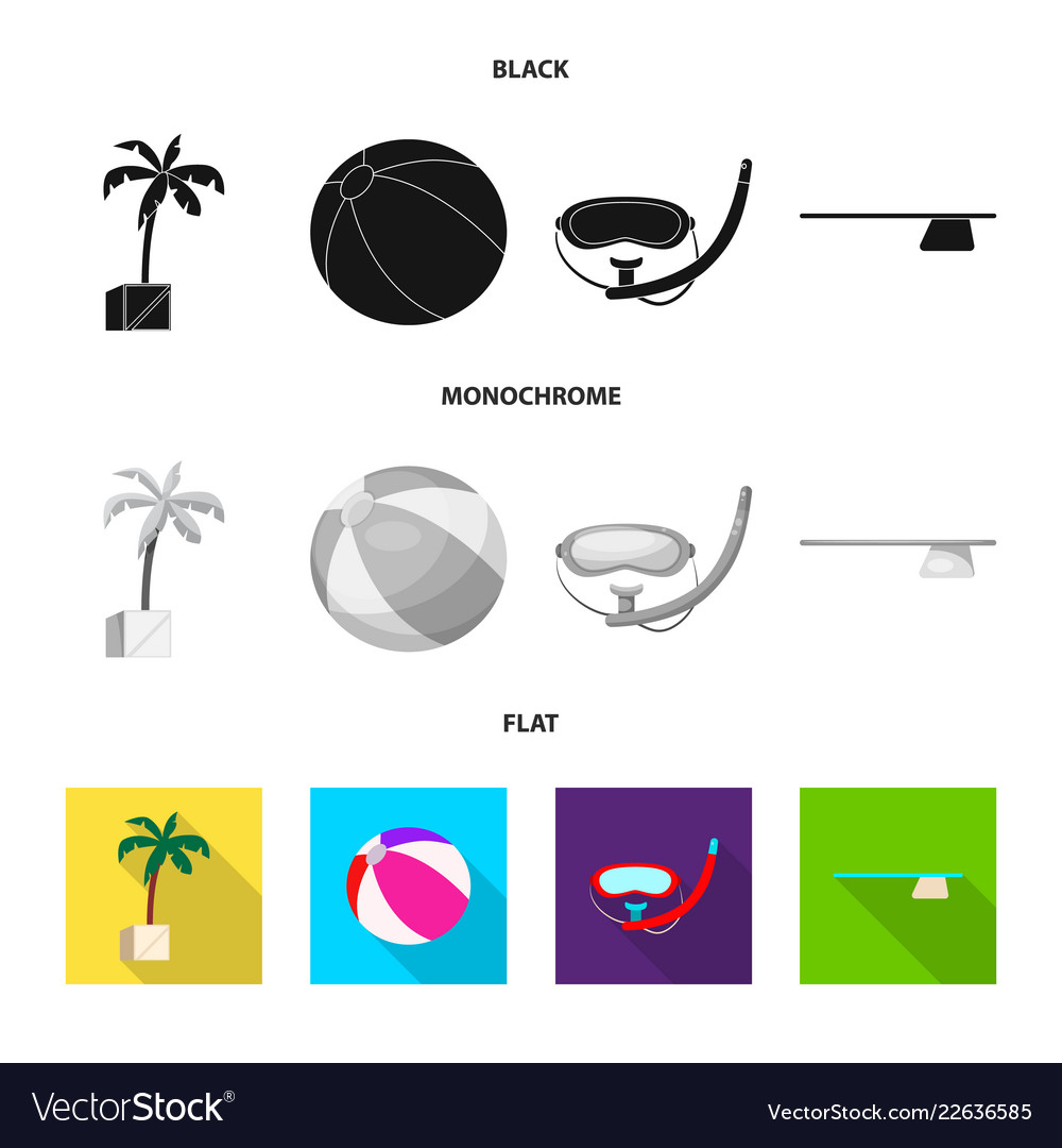 Isolated object of pool and swimming symbol set vector image Isolated object of pool and swimming symbol set