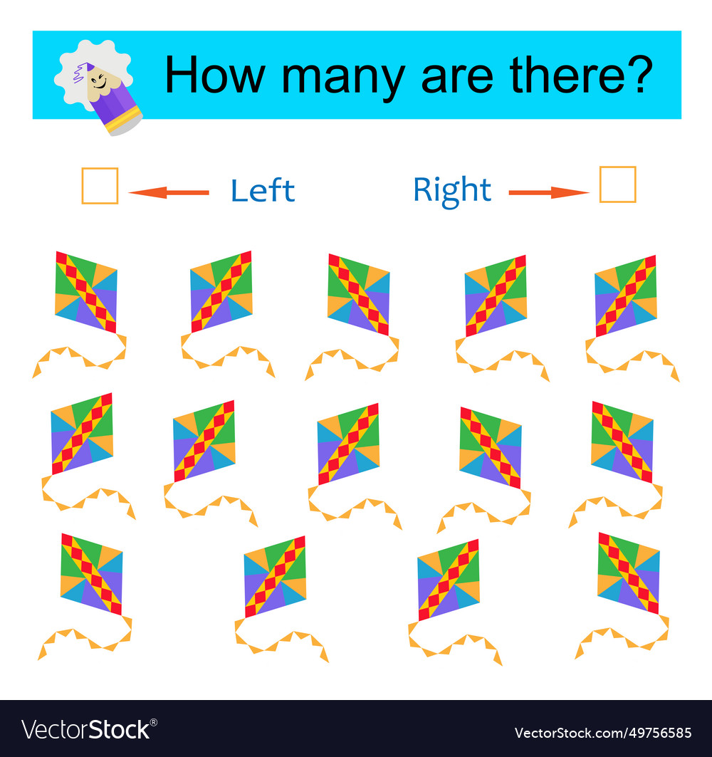 Left or right logic game for kids count how many