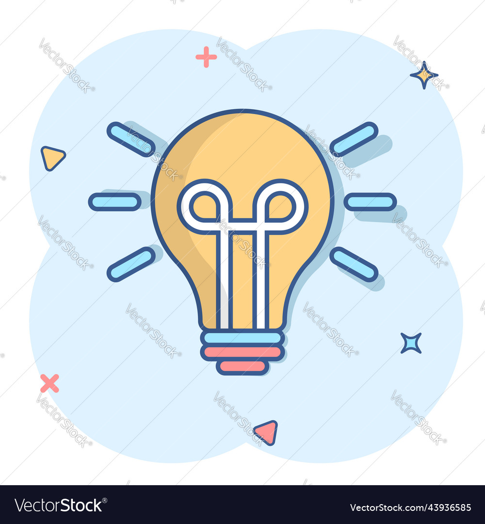 Light Bulb Icon In Comic Style Lightbulb Cartoon Vector Image