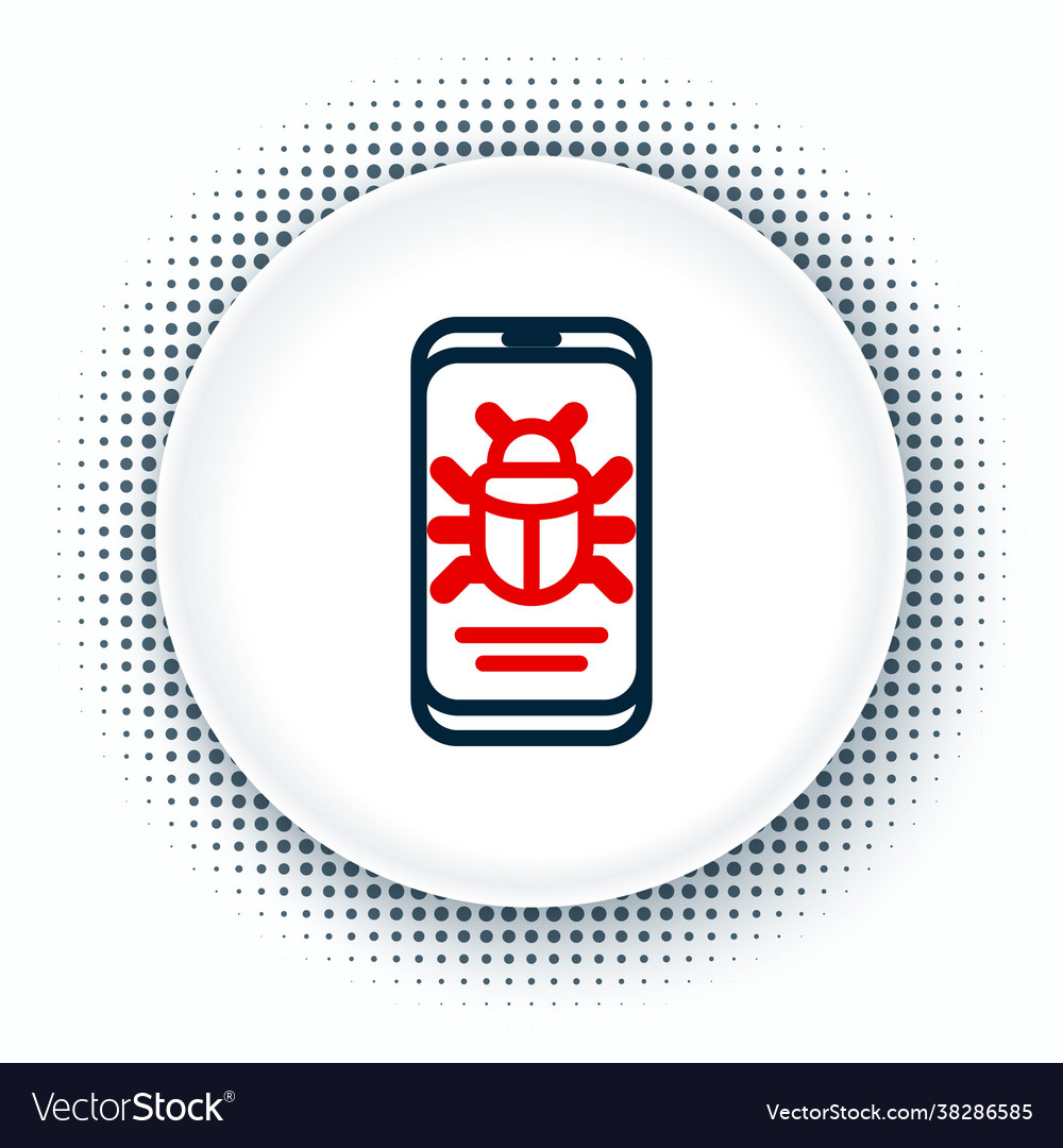 Line system bug on mobile icon isolated white Vector Image Line system bug on mobile icon isolated white
