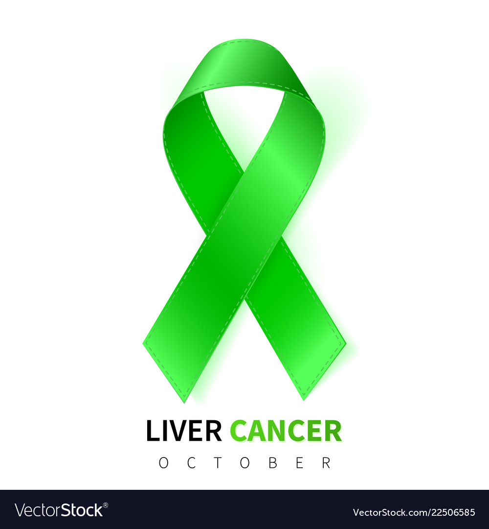 Liver cancer awareness month realistic emerald Vector Image