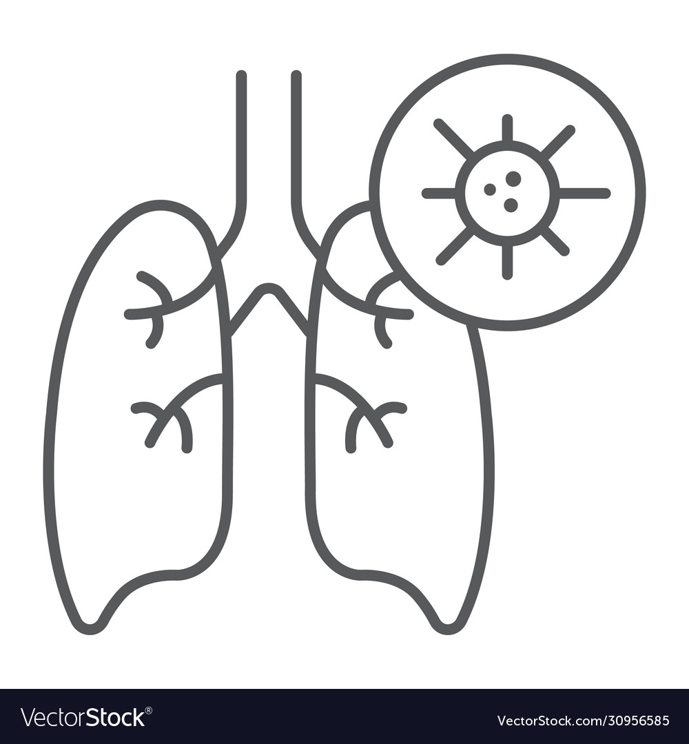 Pneumonia thin line icon flu and coronavirus Vector Image