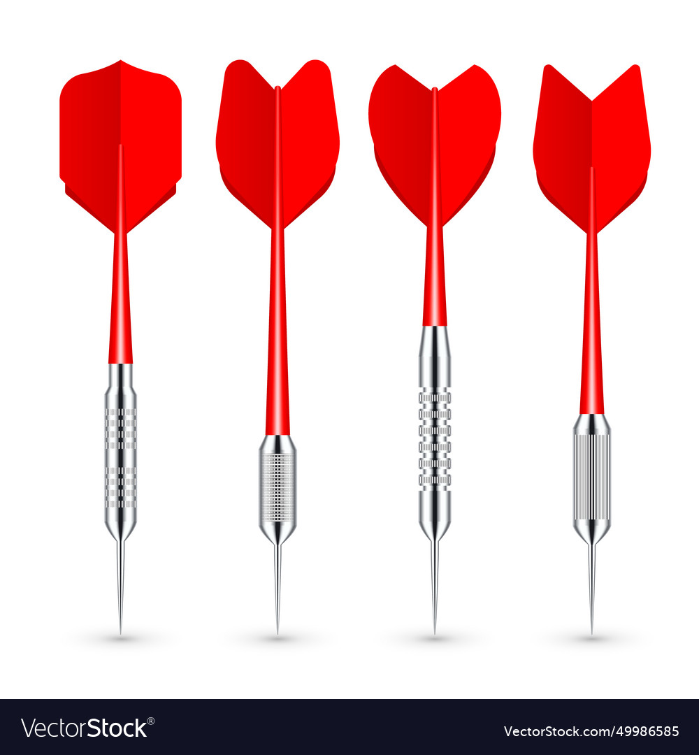 Red dart arrows with metal tip and shadow Vector Image