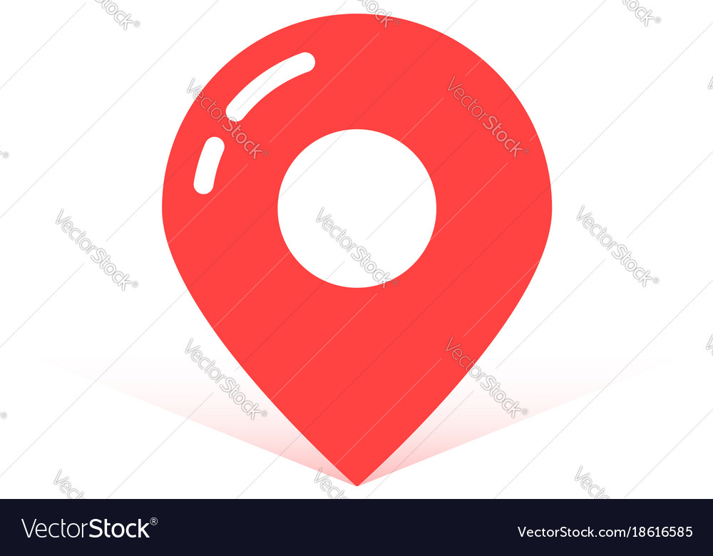 Red simple map pin with shadow