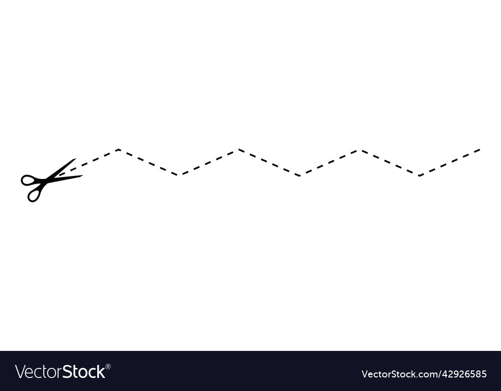 Scissors cut dotted line zig zag shape icon vector image Scissors cut dotted line zig zag shape icon
