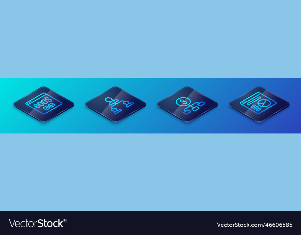 Set isometric line hierarchy with dollar monitor vector image Set isometric line hierarchy with dollar monitor