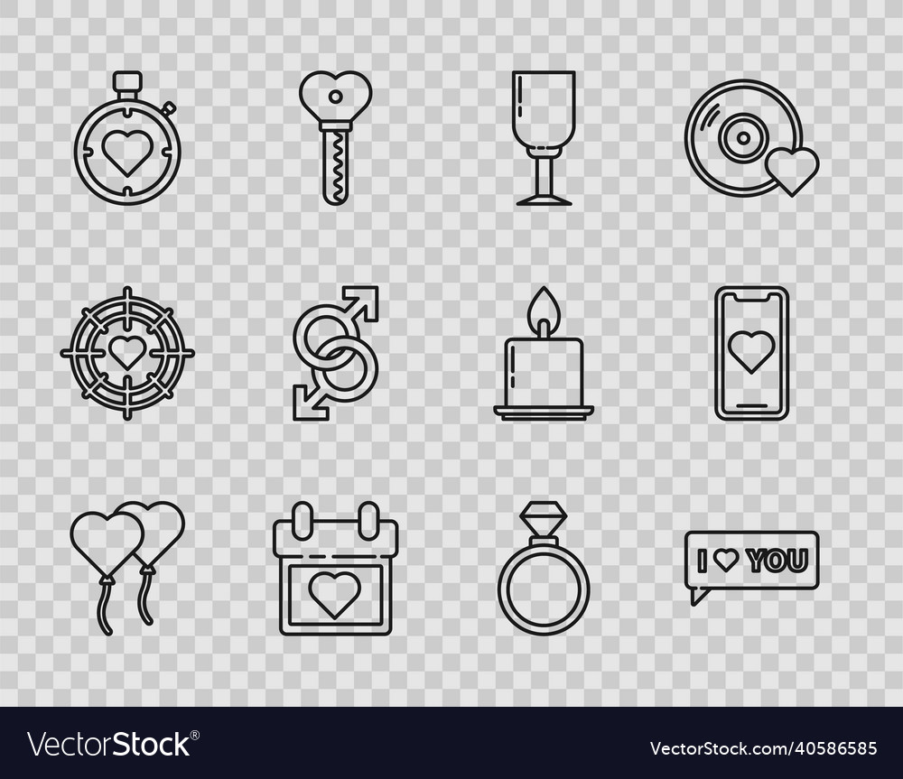 Set line balloons in form of heart speech bubble vector image Set line balloons in form of heart speech bubble