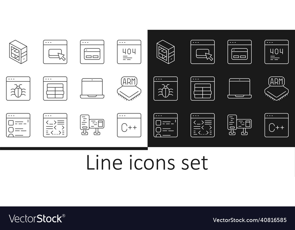 Set line software processor search engine mysql vector image Set line software processor search engine mysql