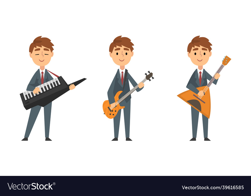 Young man in suit and tie playing musical Vector Image