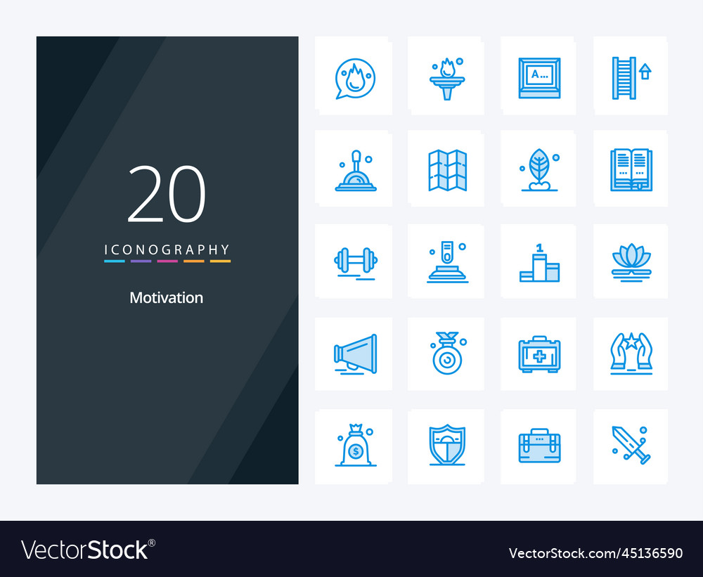 20 motivation blue color icon for presentation