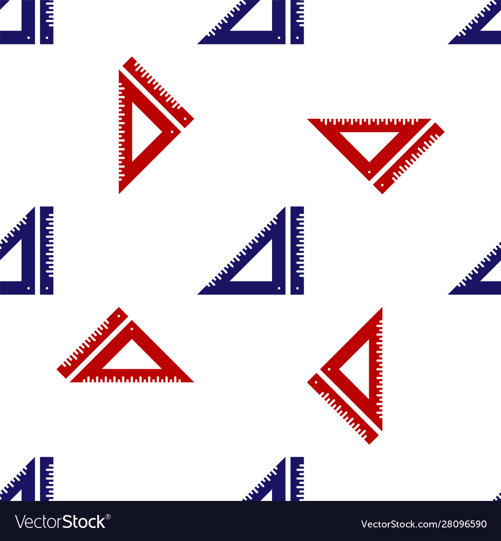 Blue and red triangular ruler icon isolated vector image Blue and red triangular ruler icon isolated