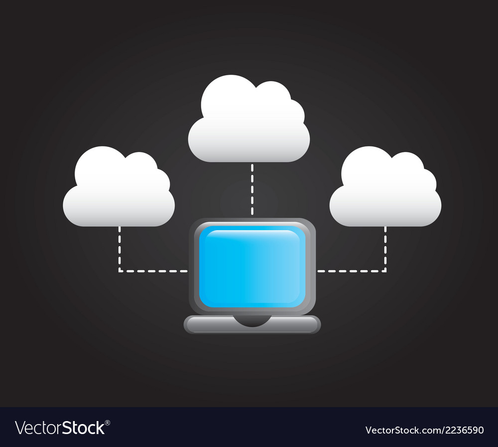 Cloud computing over black background