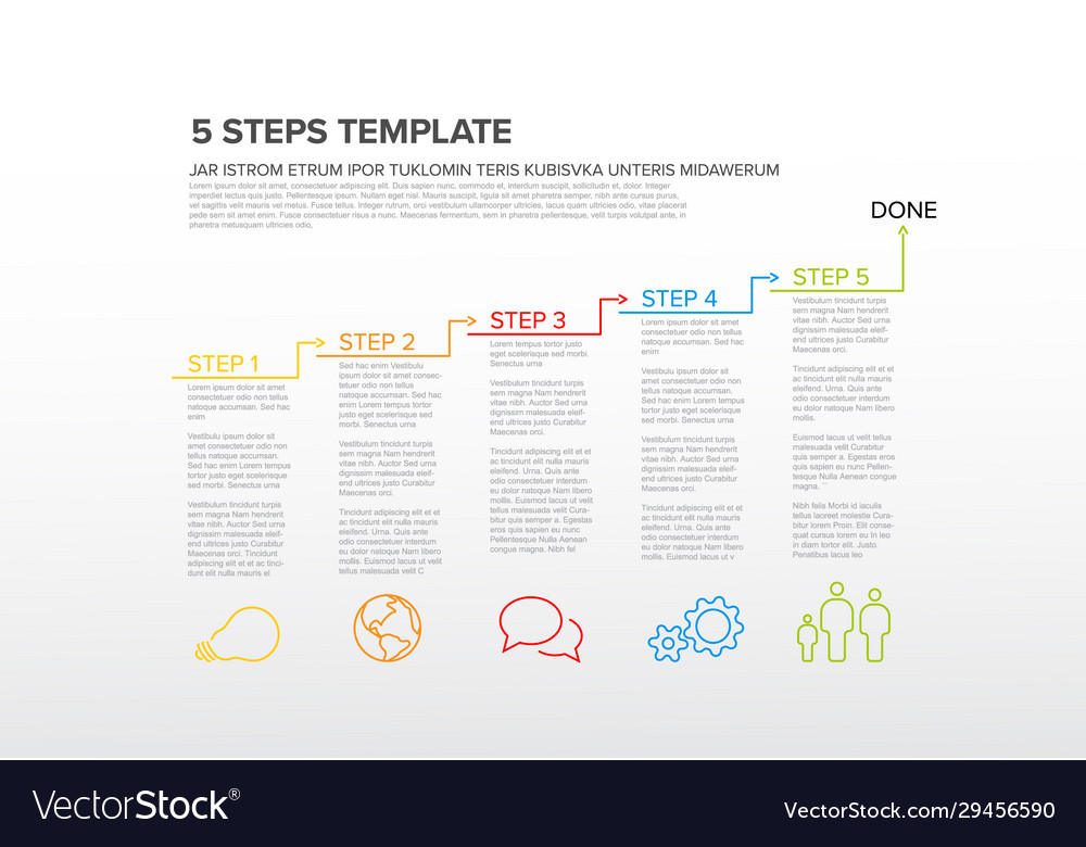 Five steps sequence template infographic vector image Five steps sequence template infographic