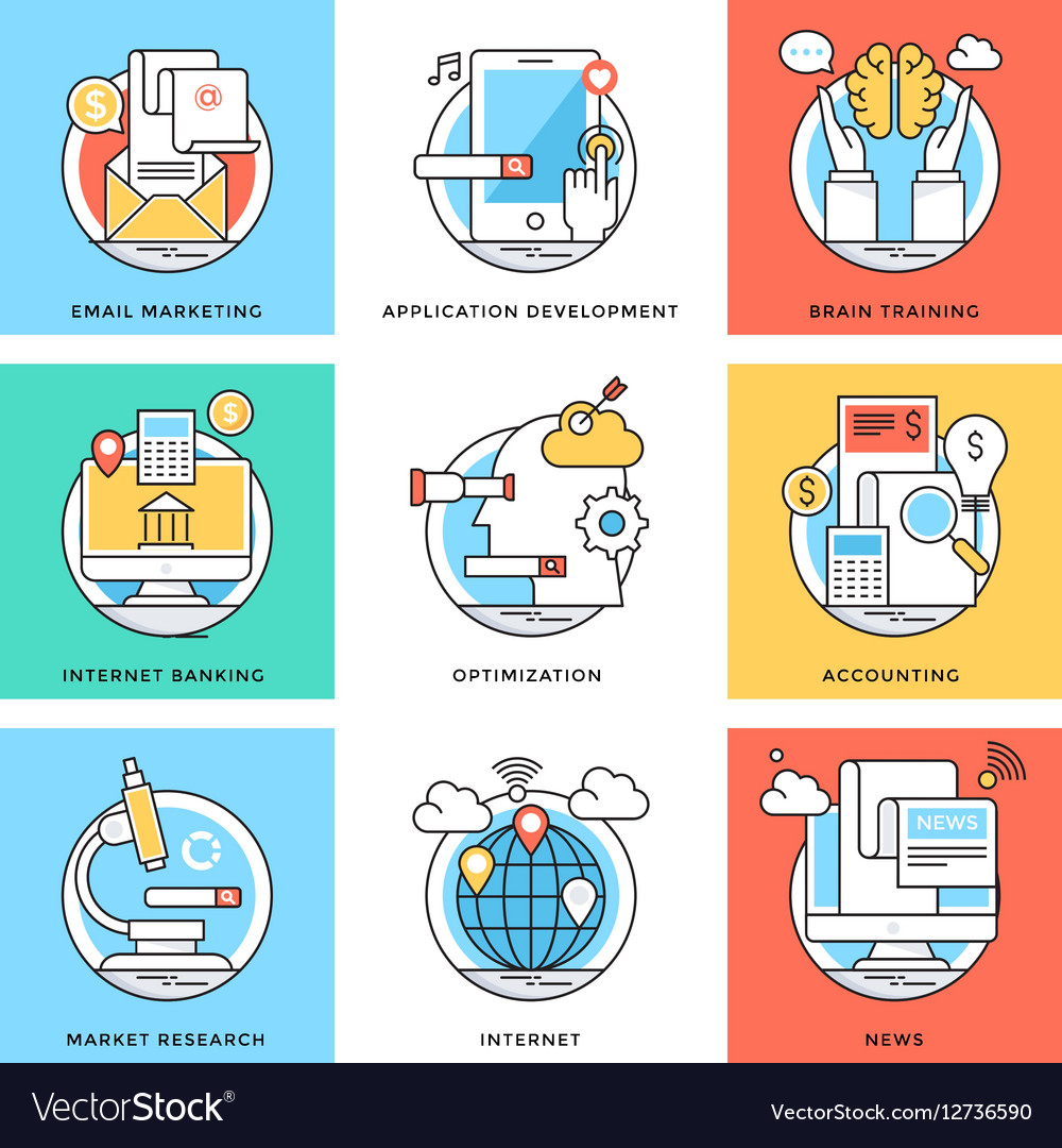 Flat color line design concepts icons 6