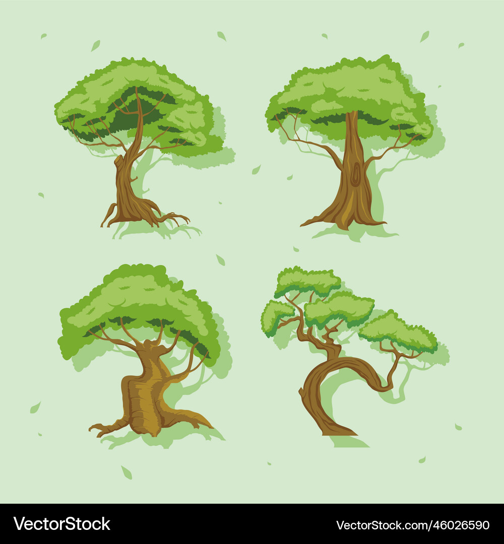 Four green trees Royalty Free Vector Image - VectorStock