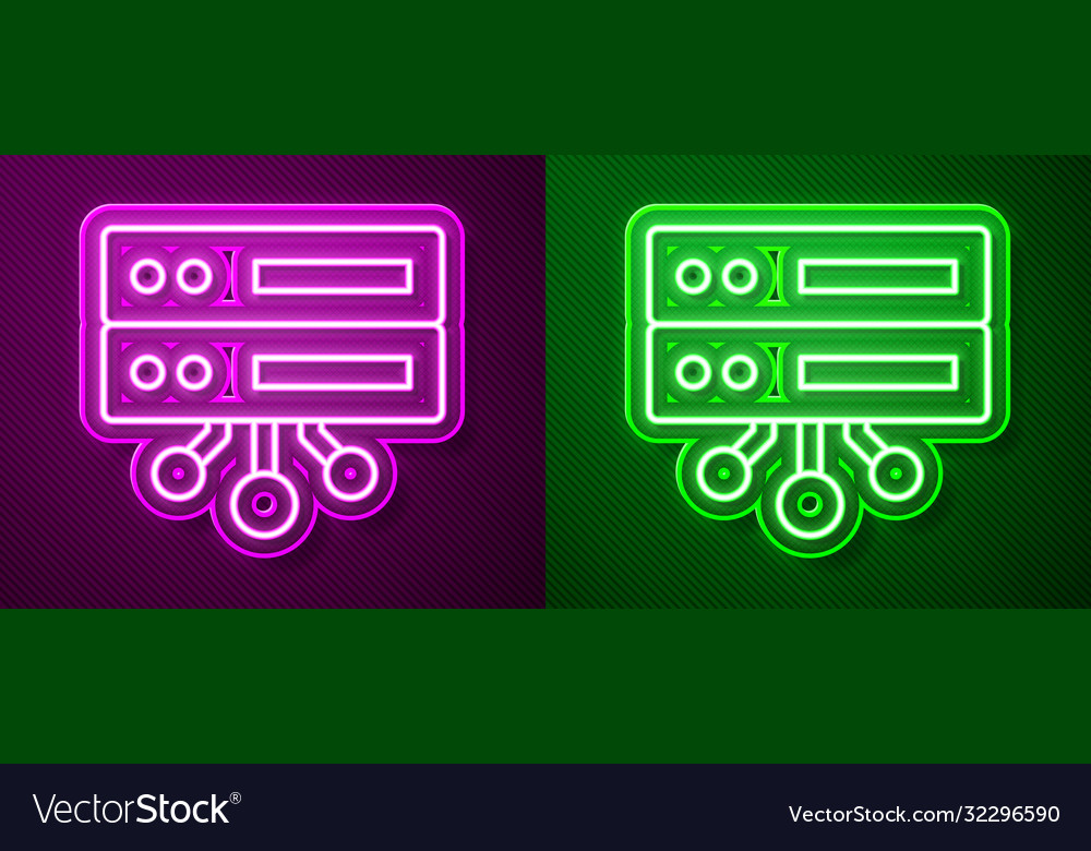 Glowing neon line server data web hosting icon Vector Image Glowing neon line server data web hosting icon