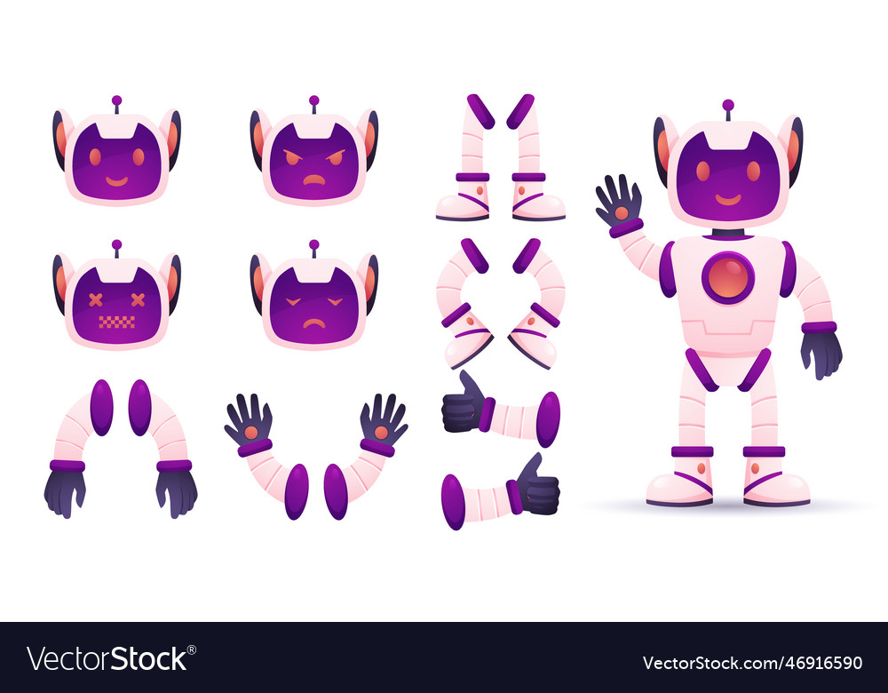 Gradienten Roboter Charakter Konstruktor vector image Gradienten Roboter Charakter Konstruktor