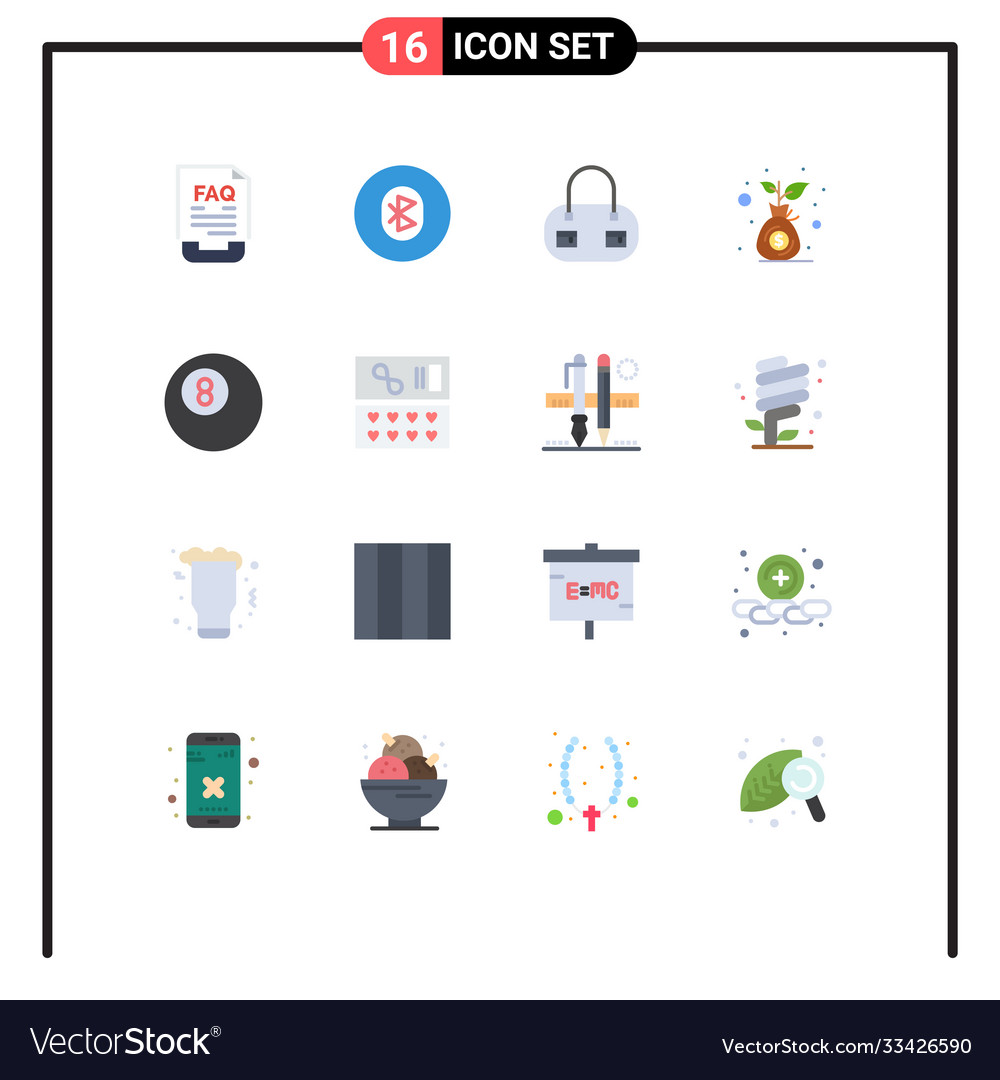 Mobile interface flat color set 16 pictograms