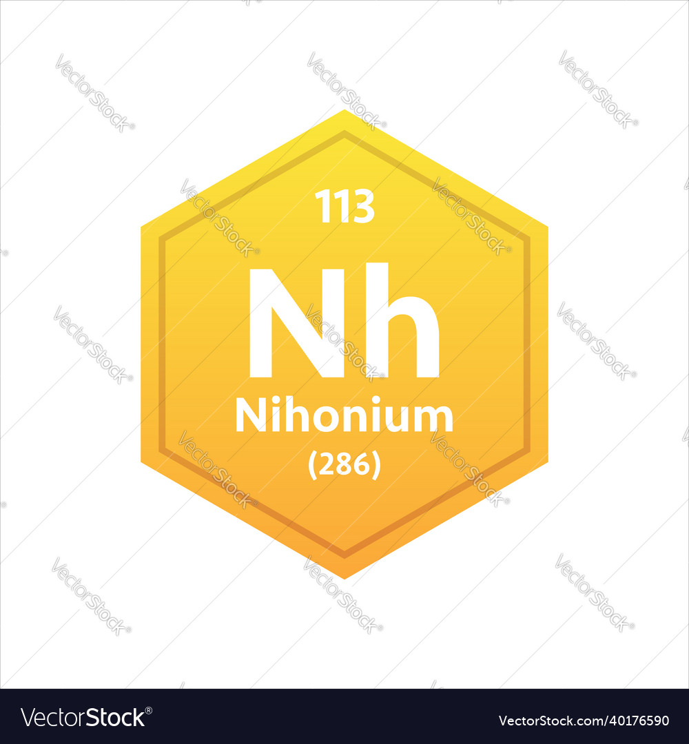 Nihonium symbol chemical element of the periodic Vector Image