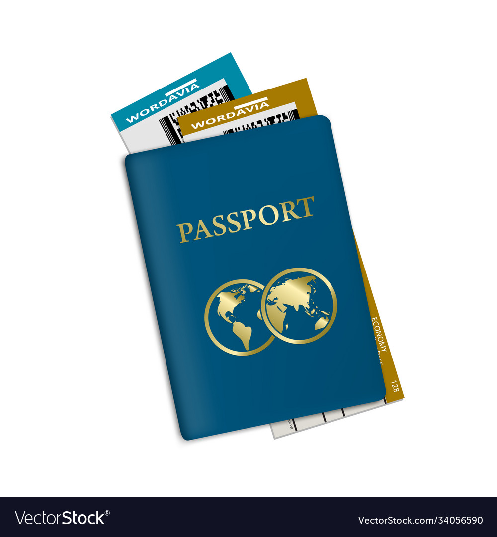 Passport With Plane Tickets Vacation Id Document Vector Image