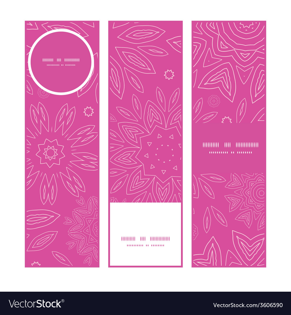 Pink abstract flowers texture vertical banners set