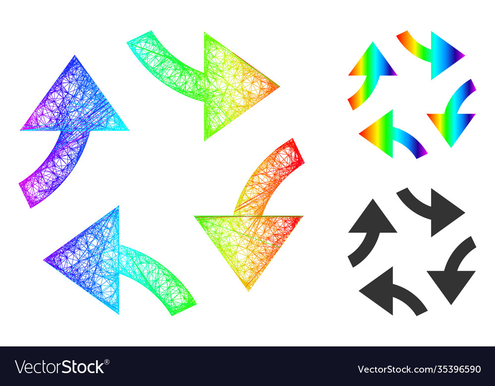 Rainbow net mesh gradient swirl arrows icon