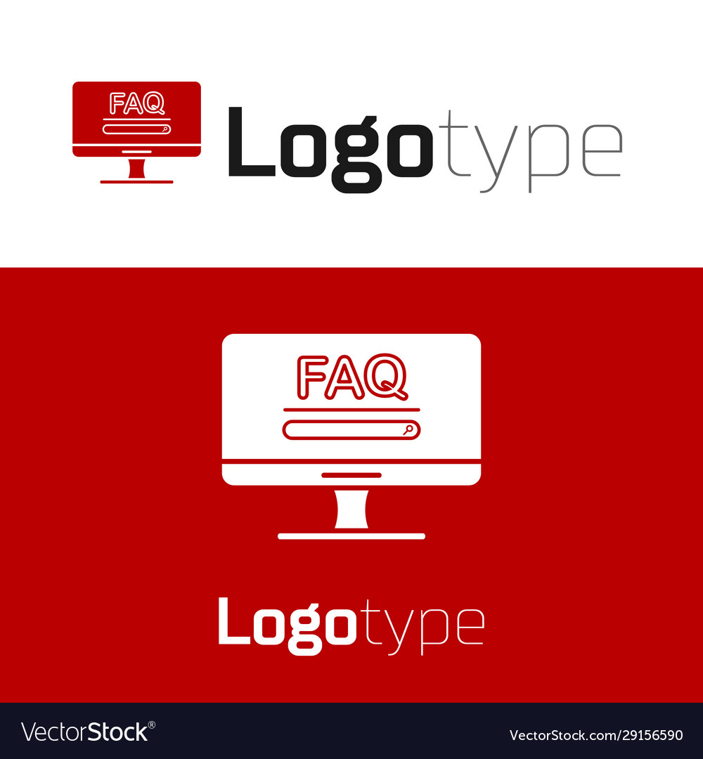 Red computer monitor with text faq information vector image Red computer monitor with text faq information