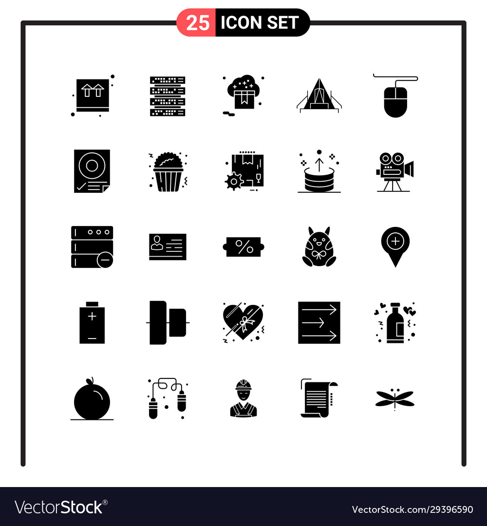 Set 25 solid style icons for web and mobile