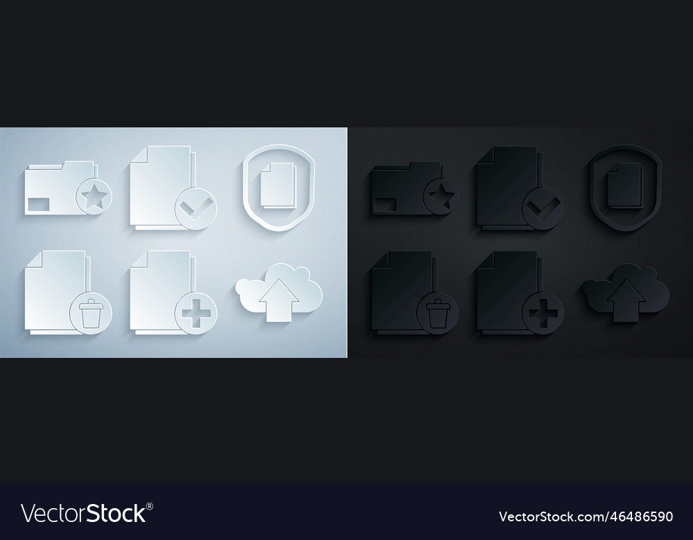 Set add new file document protection concept vector image Set add new file document protection concept