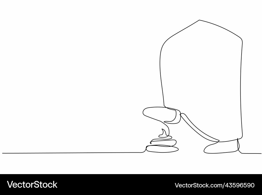 Single continuous line drawing active arab Vector Image
