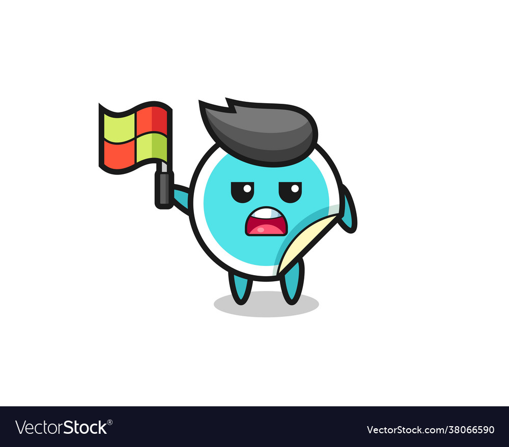 Sticker character as line judge putting flag Vector Image Sticker character as line judge putting flag