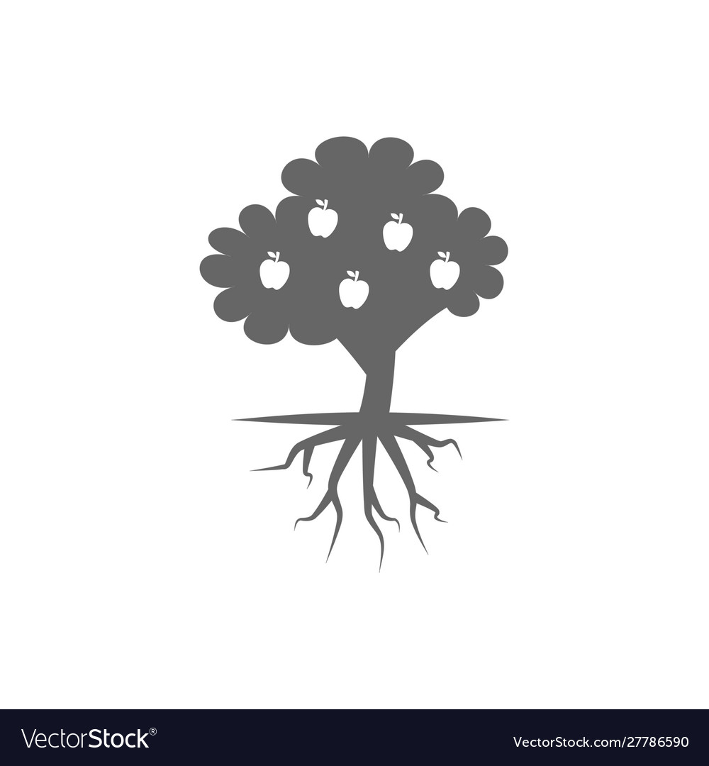 Tree with root system and apple fruit stock vector image Tree with root system and apple fruit stock