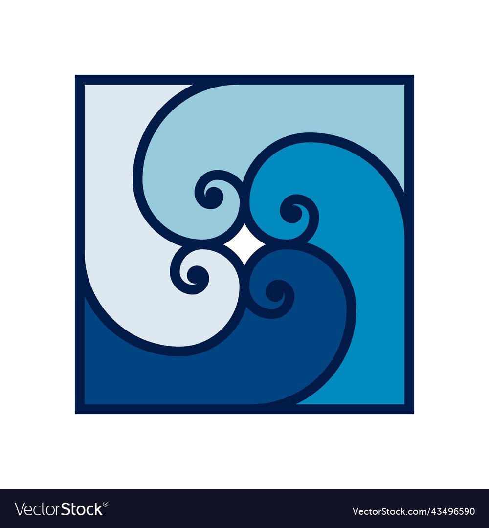 Wave Logo quadratische aqua Drall Symbol vector image Wave Logo quadratische aqua Drall Symbol