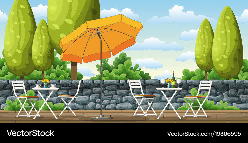 A terrace with tables and chairs Royalty Free Vector Image