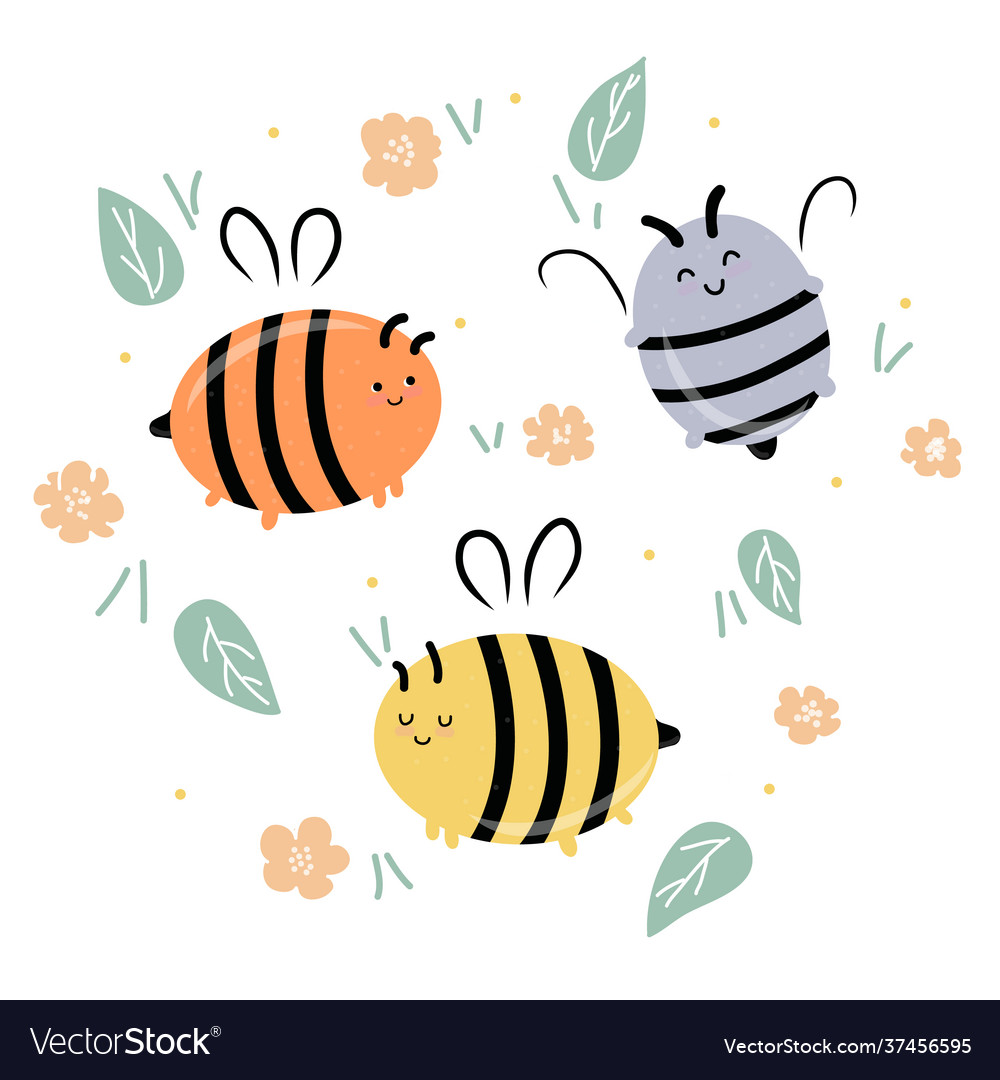 Bee cartoon set Royalty Free Vector Image - VectorStock