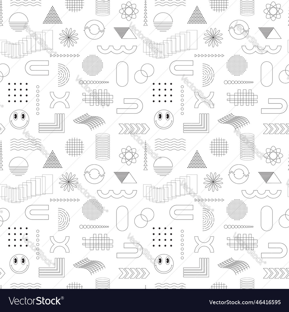 Black and white seamless pattern with abstract vector image Black and white seamless pattern with abstract