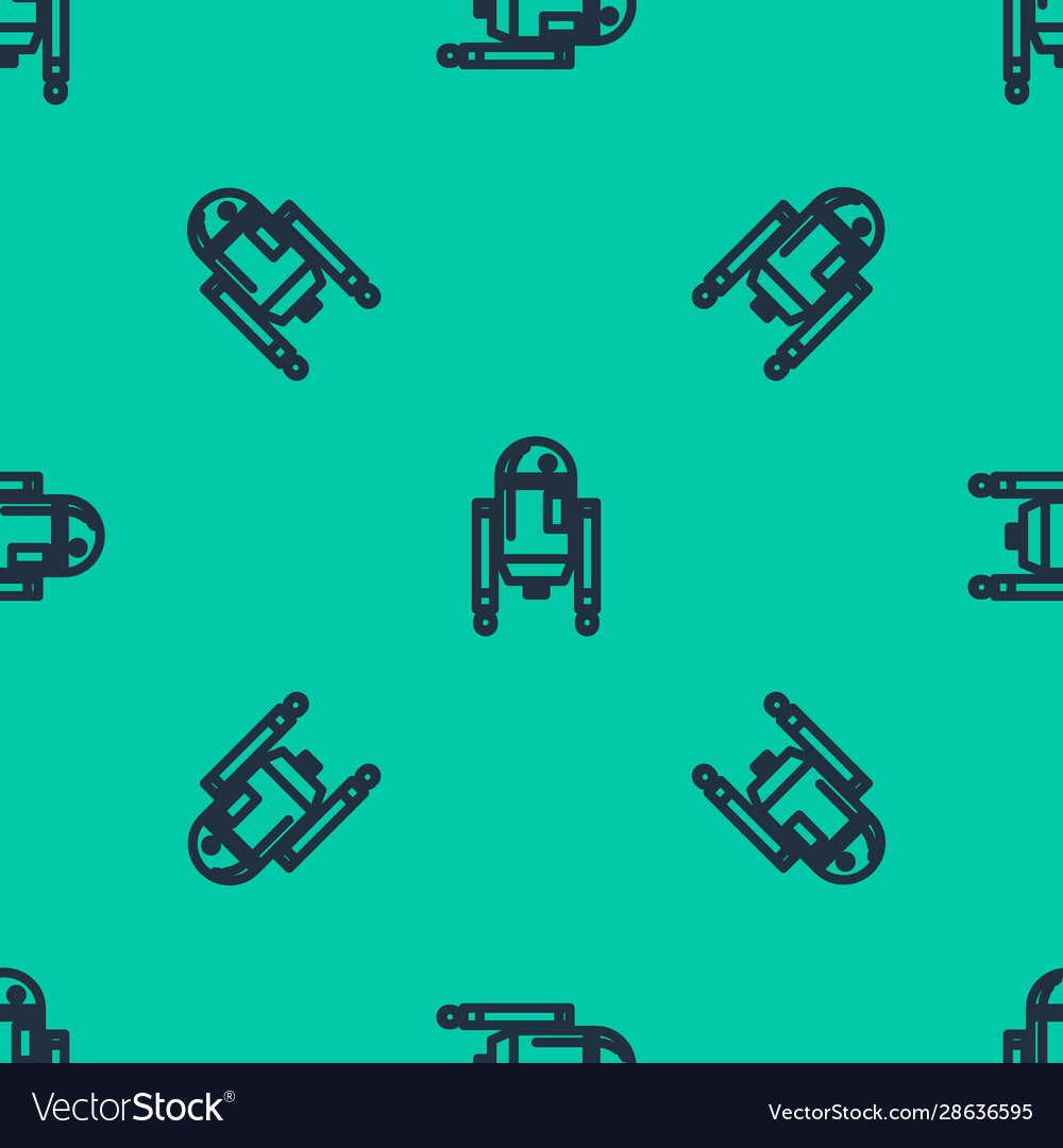 Blue line robot icon isolated seamless pattern Vector Image Blue line robot icon isolated seamless pattern