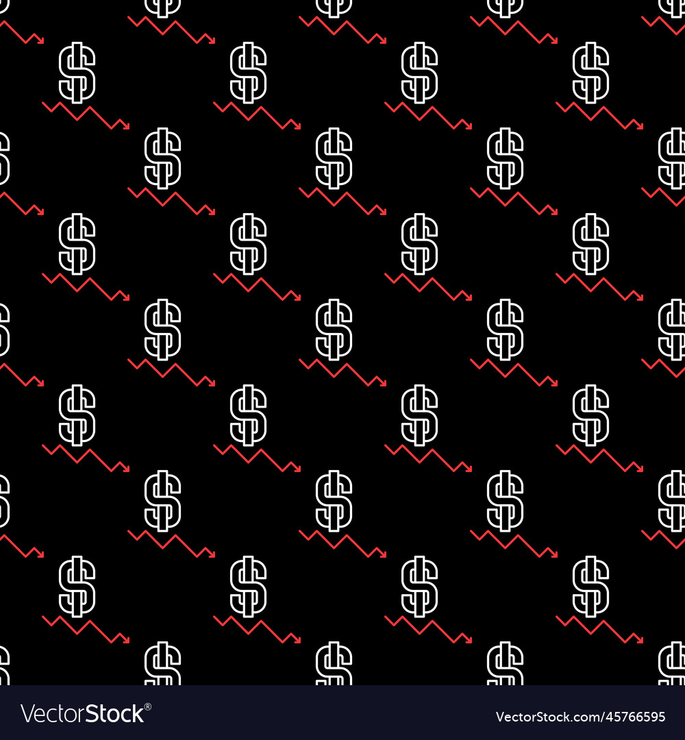 Devaluation outline pattern - arrow with dollar Vector Image Devaluation outline pattern - arrow with dollar