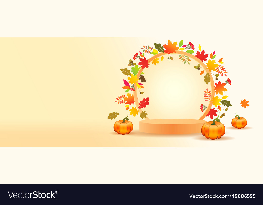 Empty autumn display podium decoration with color