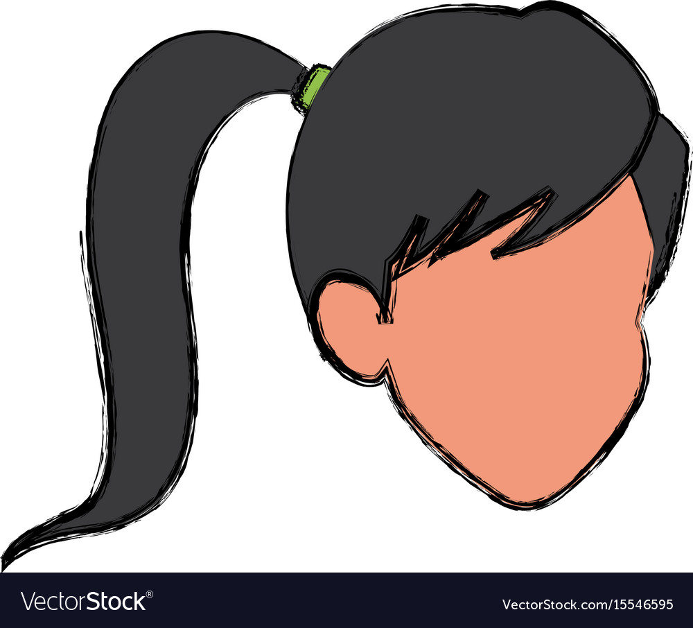 Face girl ponytail comic image