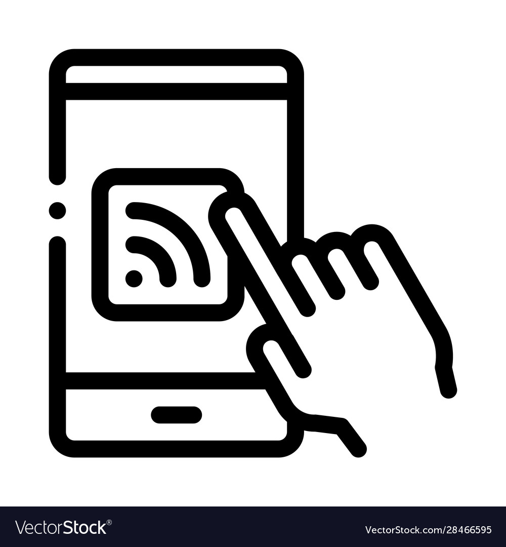 Hand push wifi button icon outline vector image Hand push wifi button icon outline