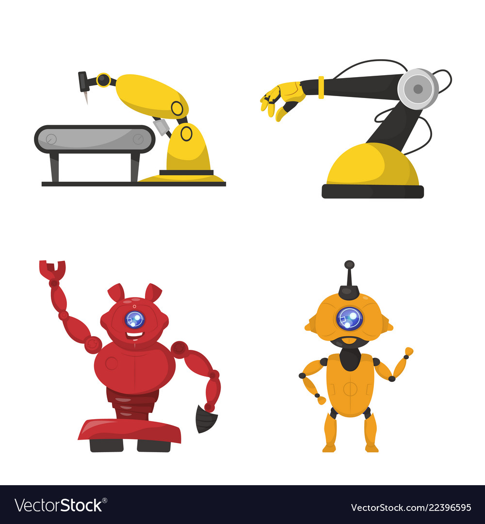 Isolated object of robot and factory icon set vector image Isolated object of robot and factory icon set