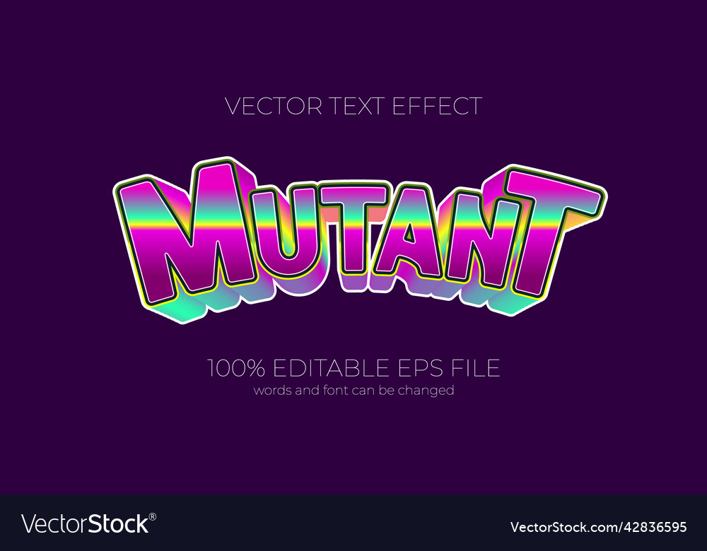 Mutant editable text effect style eps