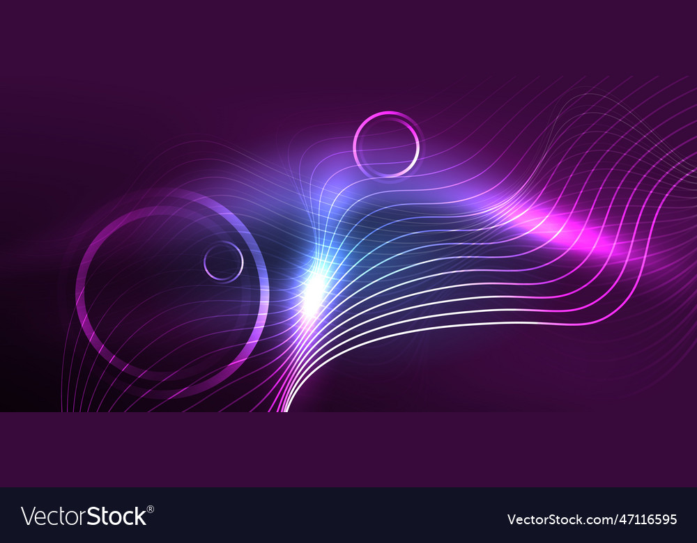 Neon lines and waves abstract background techno