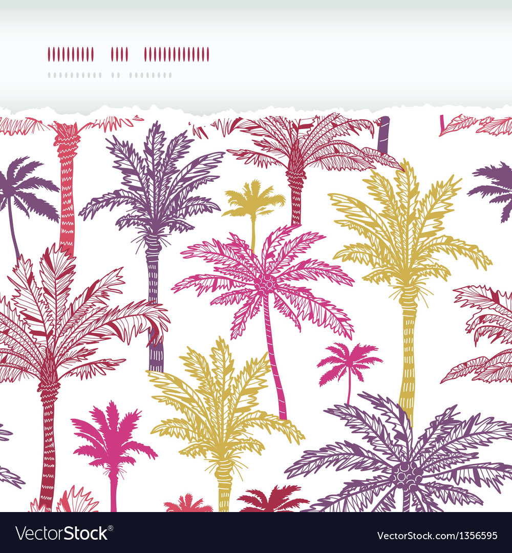 Palm trees seamless horizontal torn pattern