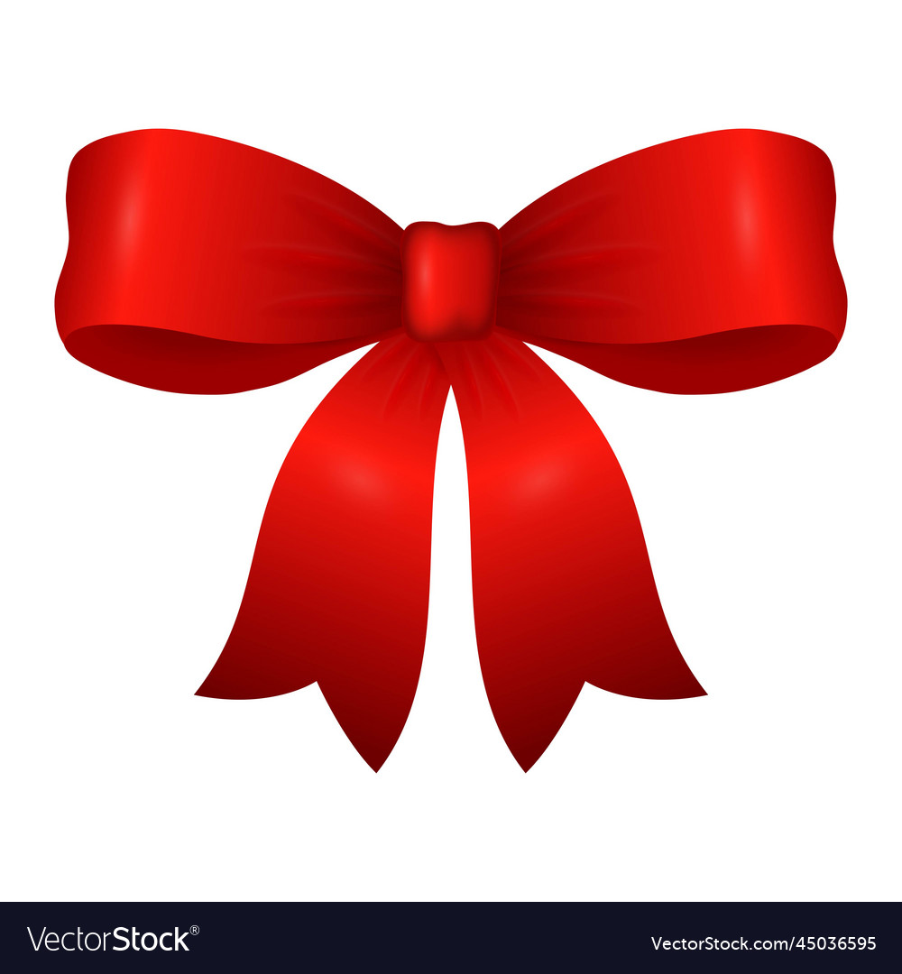 Realistic satin red bow for holiday decor