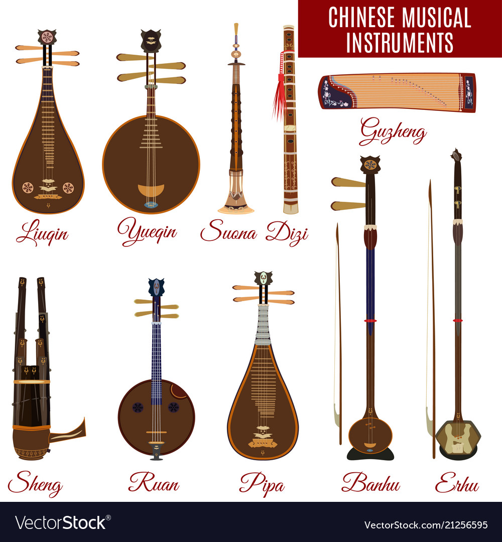 set-chinese-musical-instruments-royalty-free-vector-image