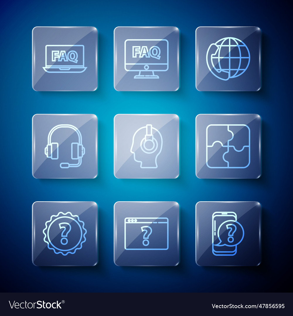 Set line question mark browser vector image Set line question mark browser