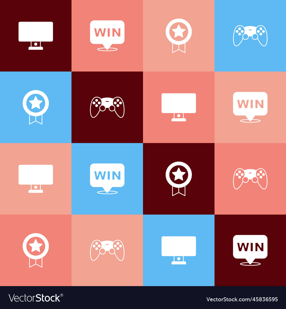 Set pop art computer monitor medal game rating vector image Set pop art computer monitor medal game rating