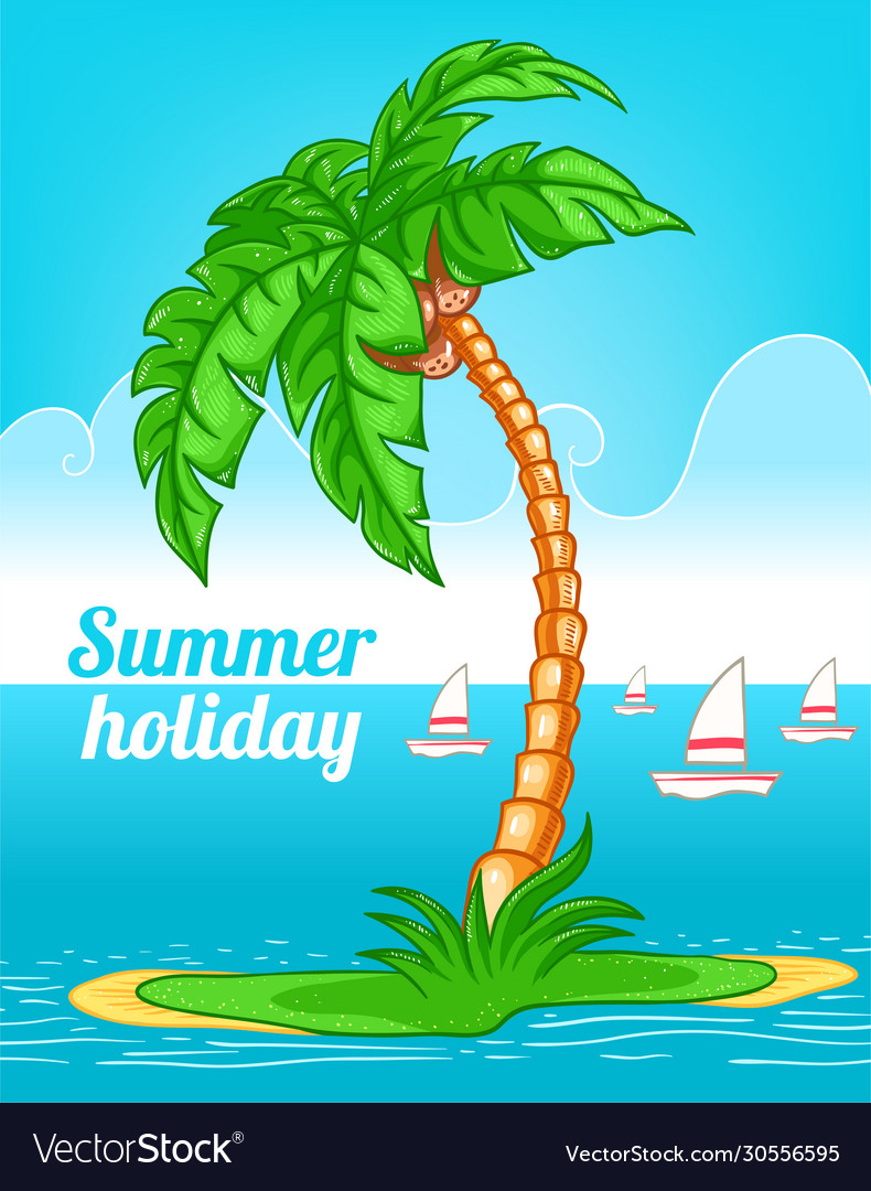 Summer background with palm